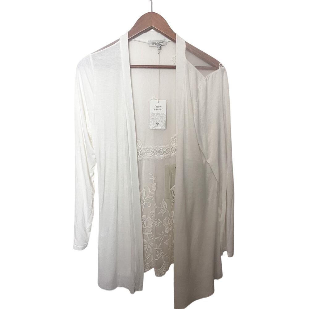NWT Loggia De Tessitori Women's Sz Large Ivory Cream Lace Lightweight Cardigan - Picture 2 of 8